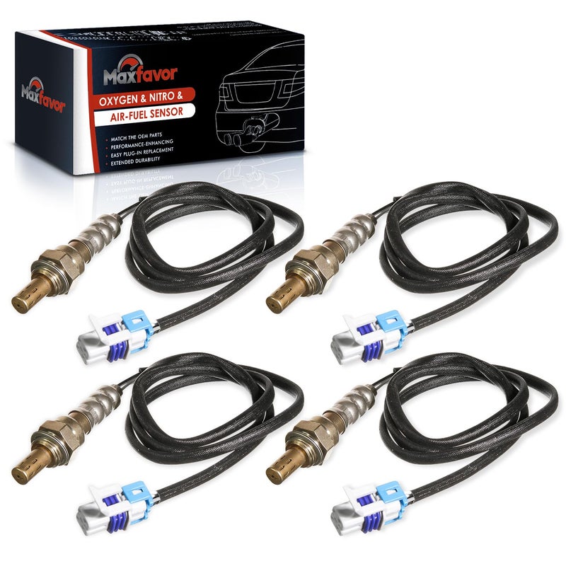 Maxfavor 4Pcs Upstream Downstream O2 Oxygen Sensor Replacement for 2003 2004 2005 Chevy Silverado 1500 Tahoe GMC Sierra 1500 Yukon V8 4.8L O2 Sensor 234-4407 x4 02 Sensor - Image 1